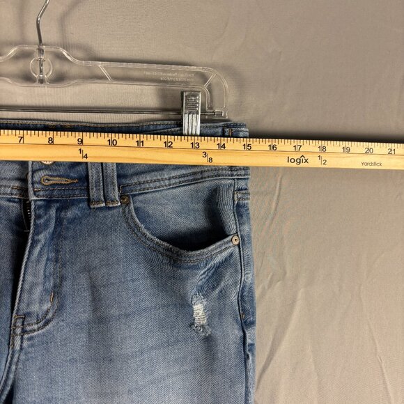 KanCan Mid Rise Bootcut Jeans Women’s Double Button Frayed Hem Denim - Picture 9 of 13